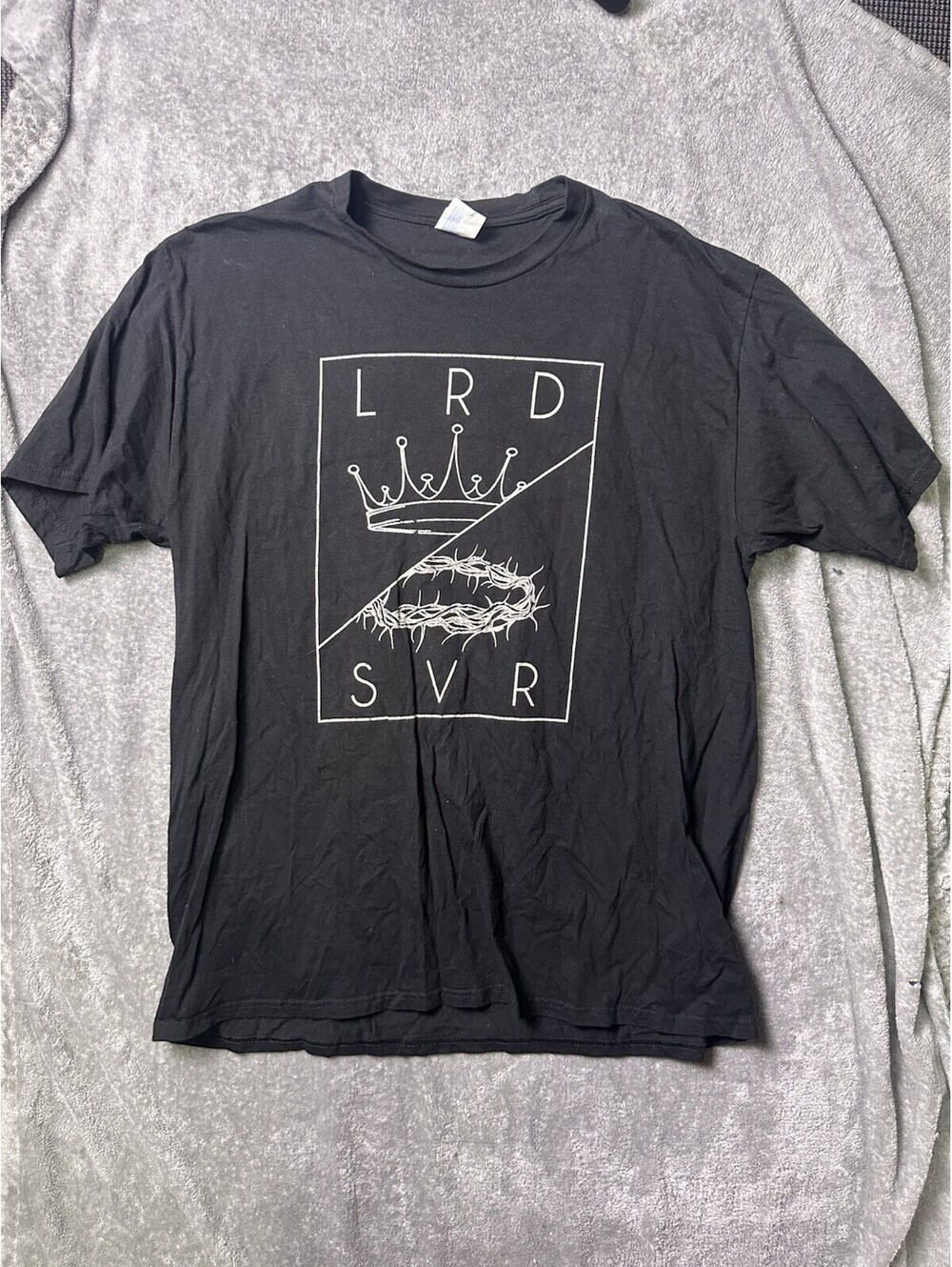 Lord & Savior LRD SVR T Shirt Mens XL Black Crown of Thorns Christian Graphic
